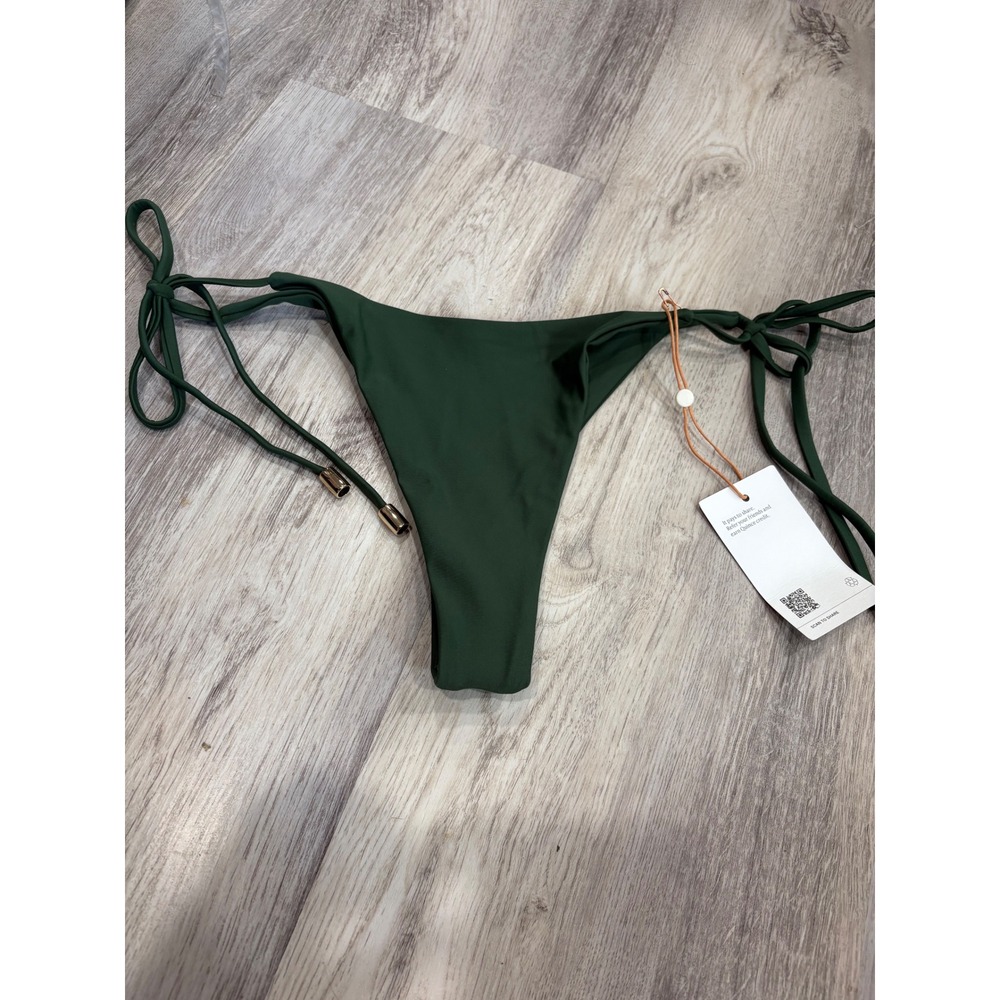 New Quince Italian Adjustable Side-Tie Bikini Bottom Palm Green Medium
